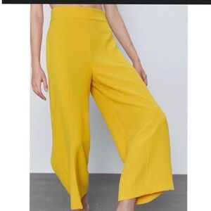 Zara Yellow Cropped Trousers XL • New • High Rise Tailored Ankle Pants